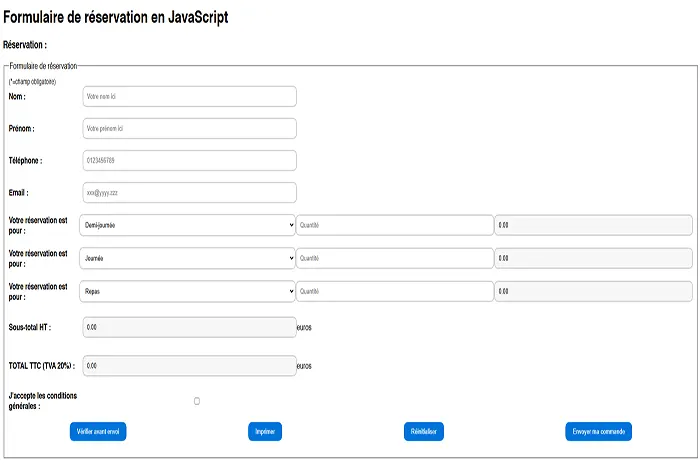 Réservation javascript